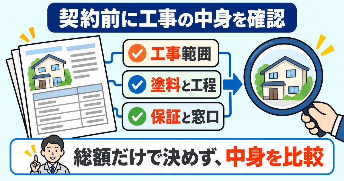 契約前に工事範囲・塗料と工程・保証窓口を確認
