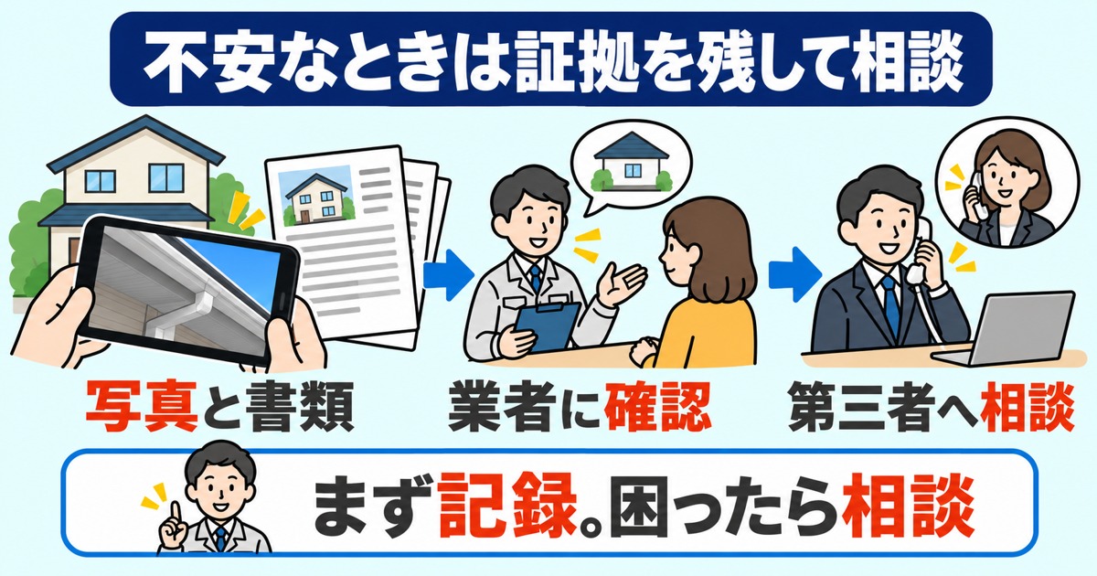 不安なときは写真と書類を残し、業者・第三者へ相談