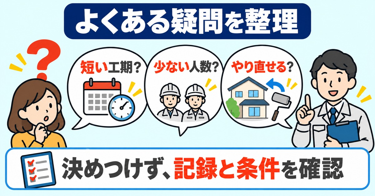 短い工期・少人数・やり直しの疑問は記録と条件で確認
