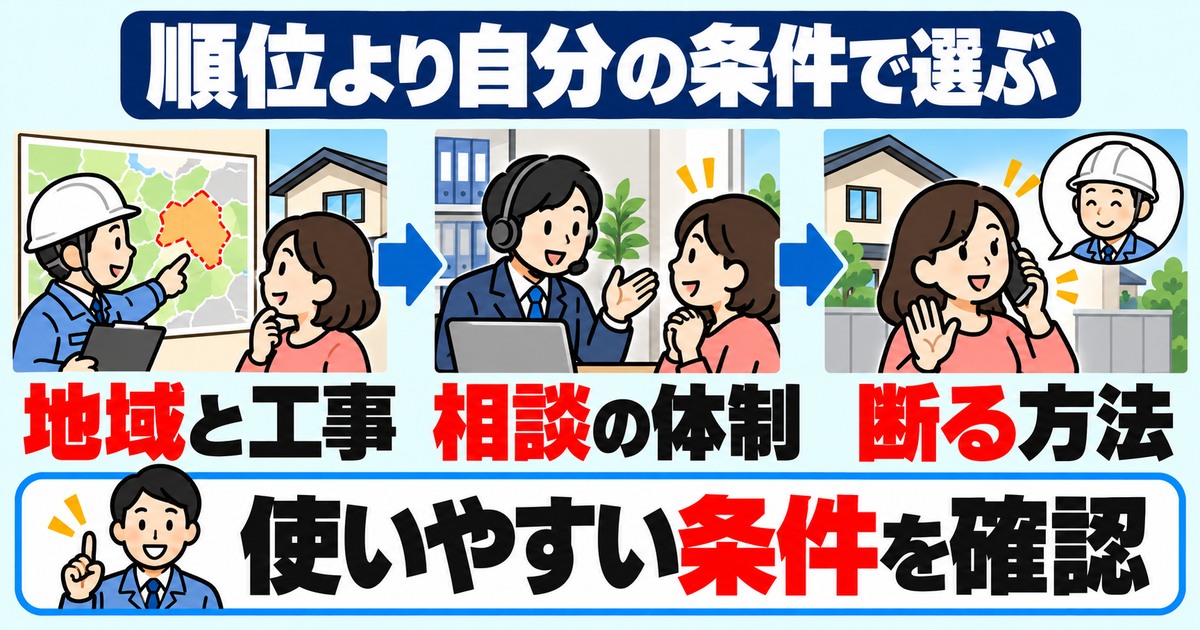 対応地域と工事と相談体制と断る方法を確認する