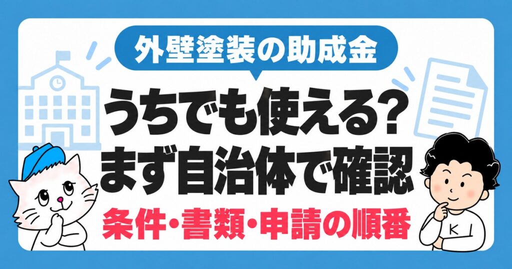 外壁塗装の助成金はうちでも使える？まず自治体で条件・書類・申請の順番を確認